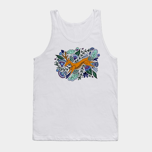 Folk Art Deer Tank Top by HLeslie Design